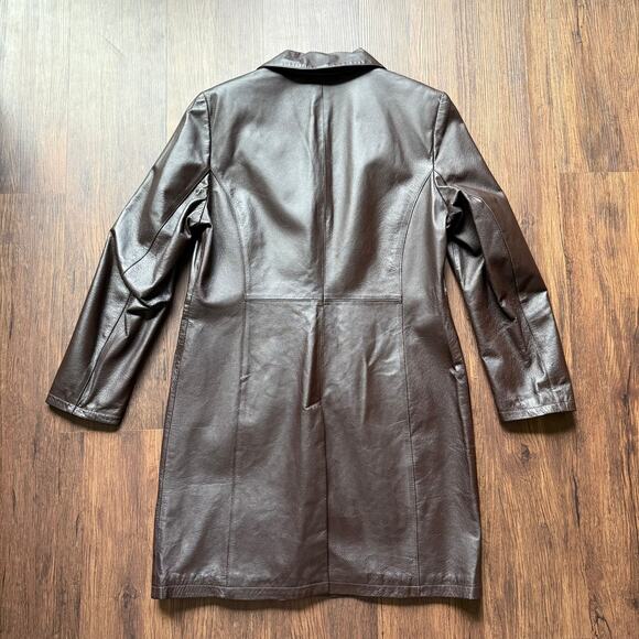 All Saints Archival 4‑Button Longline Pig Nappa Leather Coat Size 12 - Picture 5 of 13